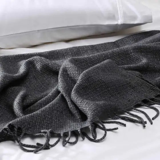 Wool Texture Dark Grey Throw