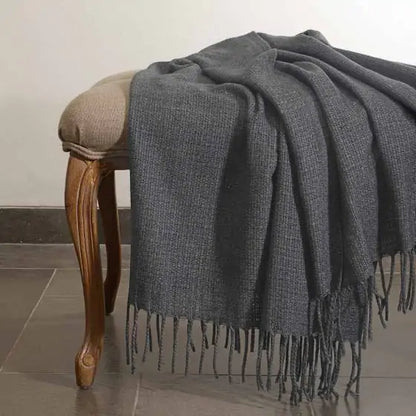 Wool Texture Dark Grey Throw